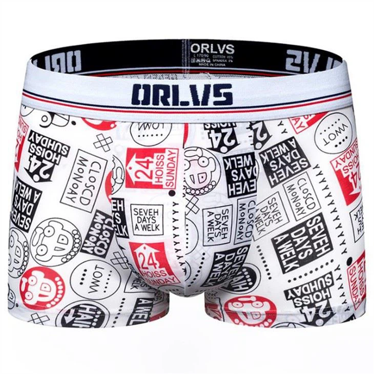 Sexy bump design men's boxer briefs cartoon panties men news paper pattern printing fashion seamless jacquard logo trunk men's underwear